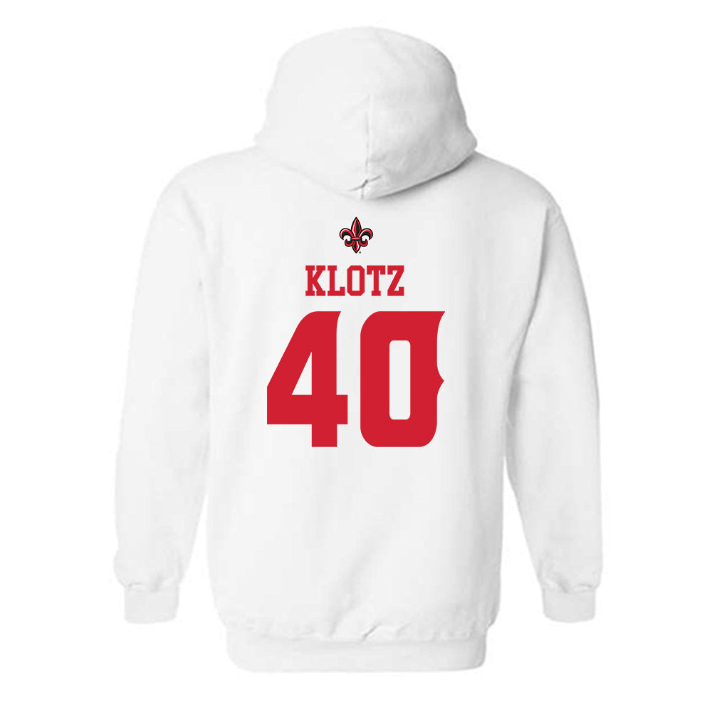 Louisiana - NCAA Football : Logan Klotz - White Replica Shersey Hooded Sweatshirt