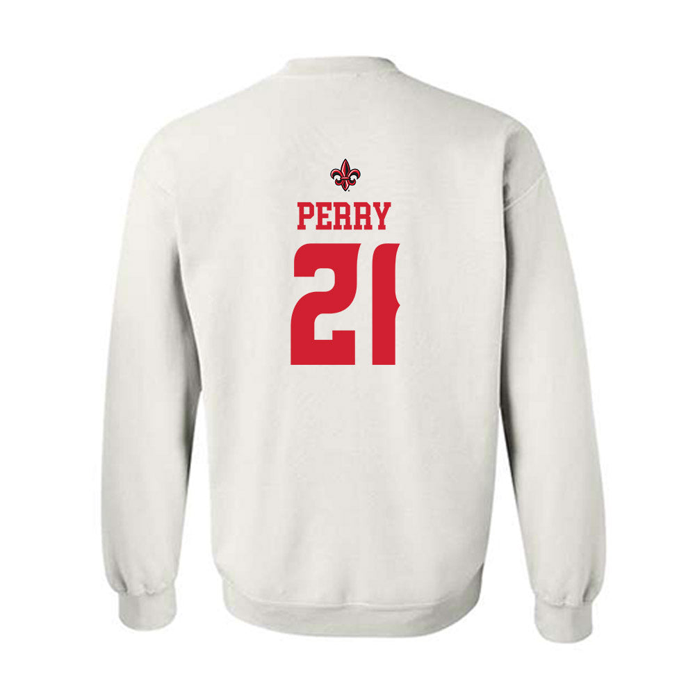 Louisiana - NCAA Football : Zylan Perry - White Replica Shersey Sweatshirt