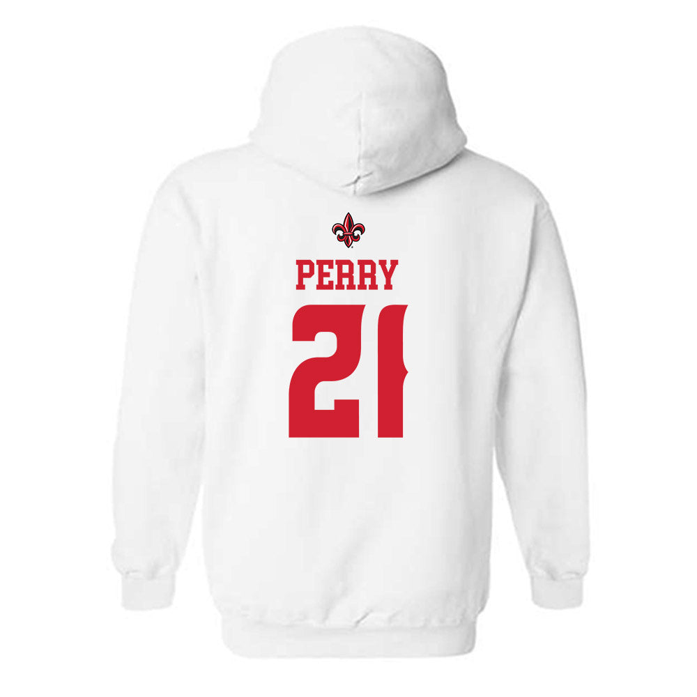 Louisiana - NCAA Football : Zylan Perry - White Replica Shersey Hooded Sweatshirt