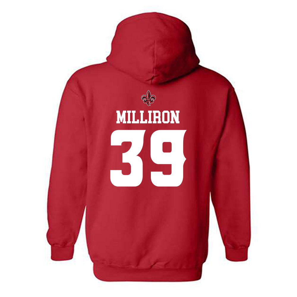 Louisiana - NCAA Football : Carter Milliron - Red Replica Shersey Hooded Sweatshirt