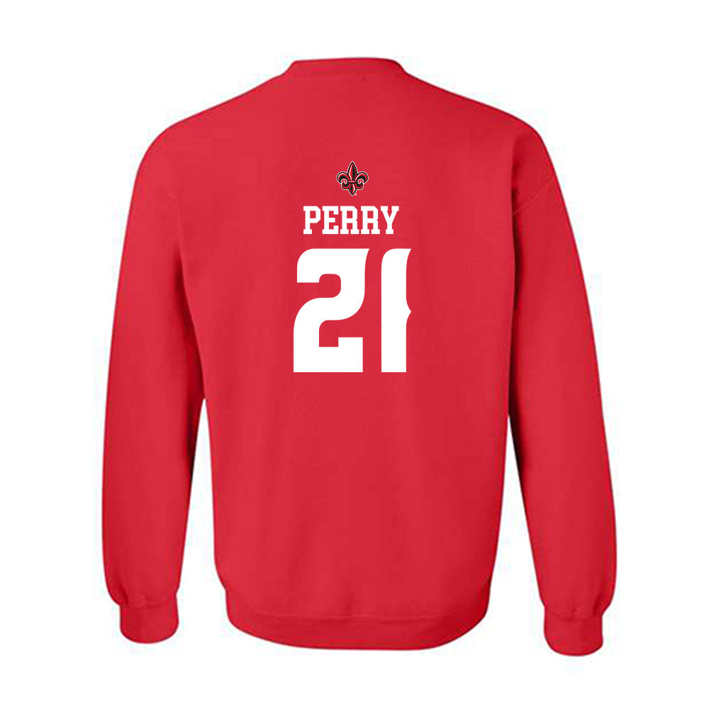 Louisiana - NCAA Football : Zylan Perry - Red Replica Shersey Sweatshirt