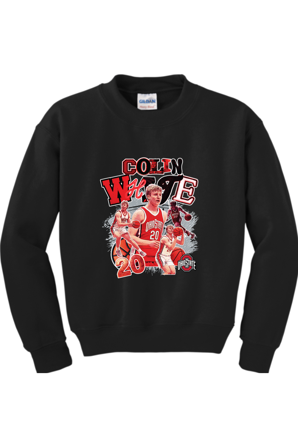 Ohio State - NCAA Men's Basketball : Colin White - Collage Youth Crewneck Sweatshirt