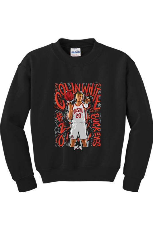 Ohio State - NCAA Men's Basketball : Colin White - Player Collage Youth Crewneck Sweatshirt