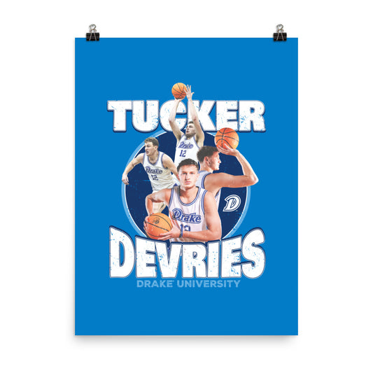 Drake - NCAA Men's Basketball : Tucker DeVries 2023 - 2024 Post Season Poster