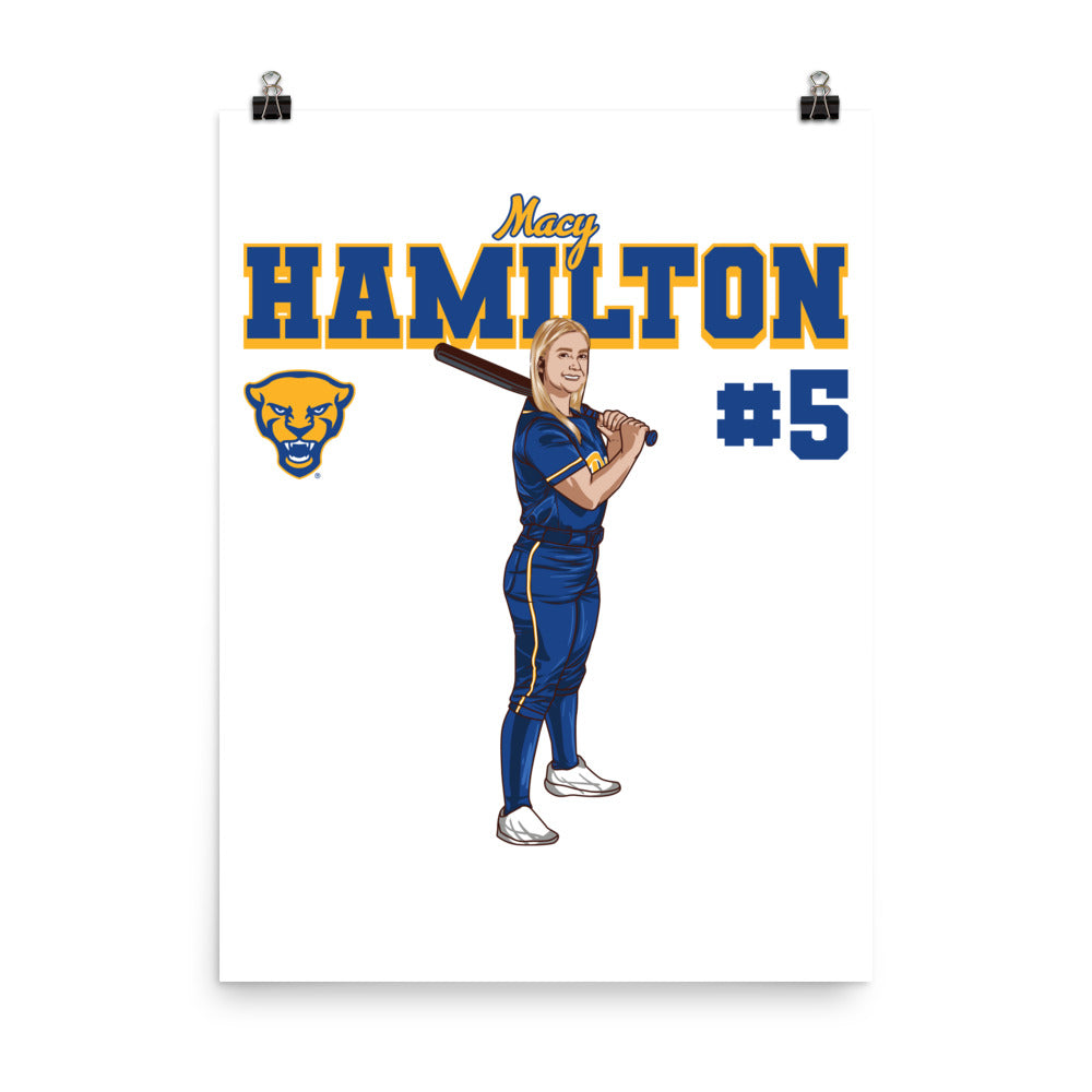 Pittsburgh - NCAA Softball : Macy Hamilton Individual Caticature Poster