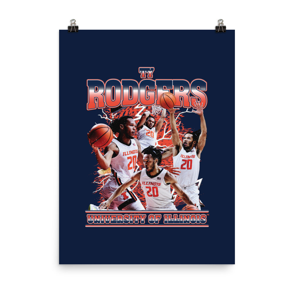 Illinois - NCAA Men's Basketball : Ty Rodgers - Player Collage Poster