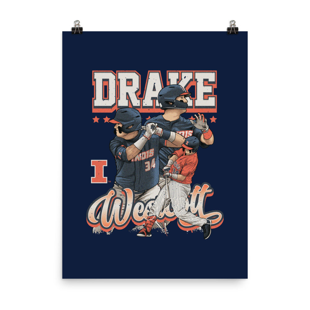 Illinois - NCAA Baseball : Drake Westcott - Player Collage Poster