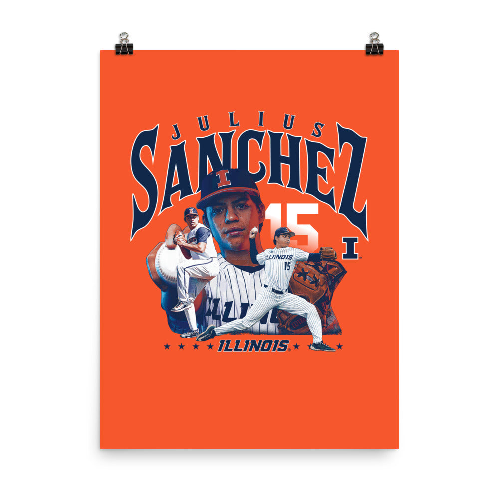 Illinois - NCAA Baseball : Julius Sanchez Player Collage Poster