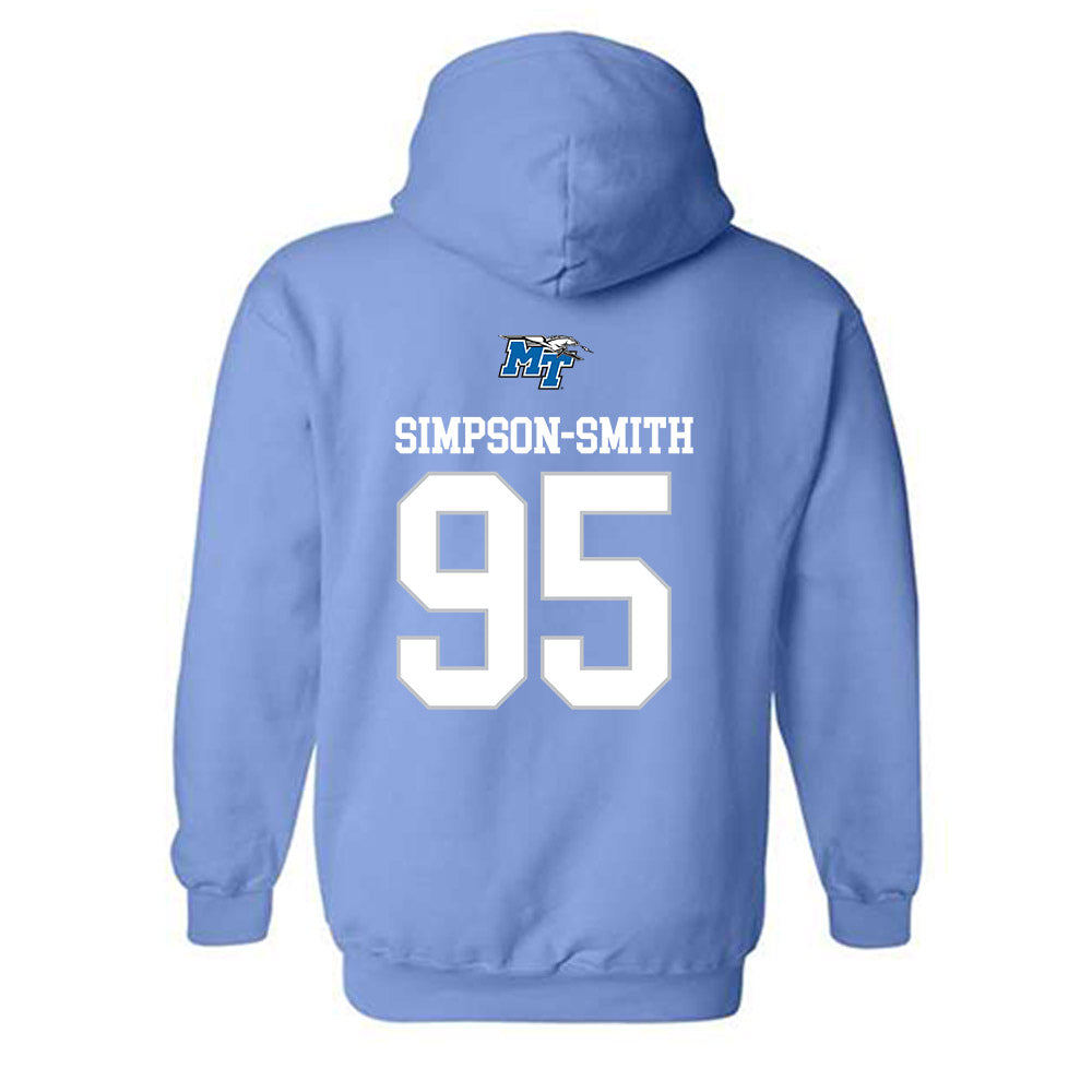 MTSU - NCAA Football : Zeion Simpson-smith - Replica Shersey Hooded Sweatshirt-1