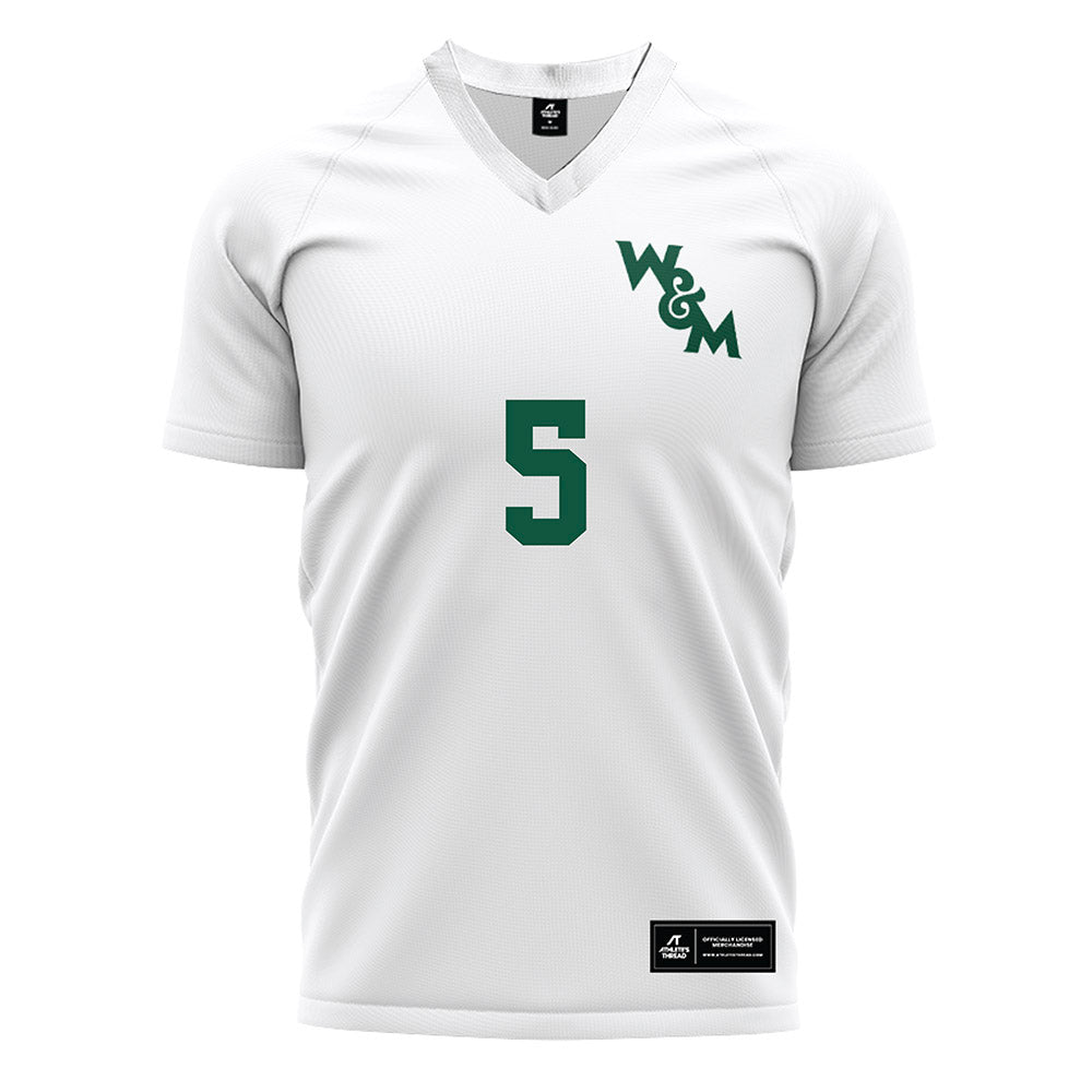 William & Mary - NCAA Men's Soccer : Noah Hiort-Wright - White Soccer Jersey-0