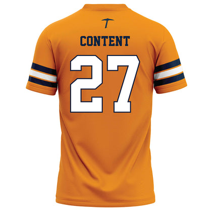 UTEP - NCAA Football : Justin Content - Orange Football Jersey