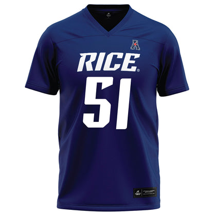 Rice - NCAA Football : Ethan Brougham - Navy Blue Football Jersey