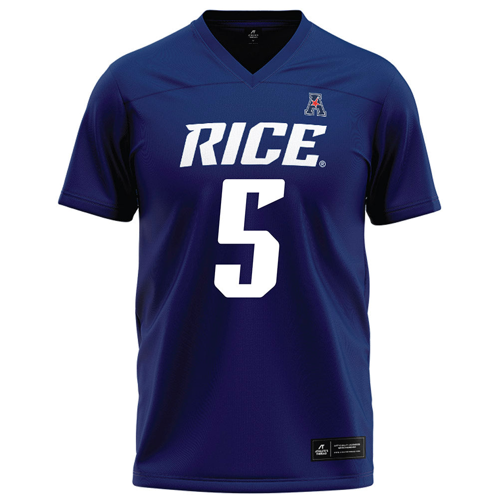 Rice - NCAA Football : Drew Devillier - Navy Blue Football Jersey-0