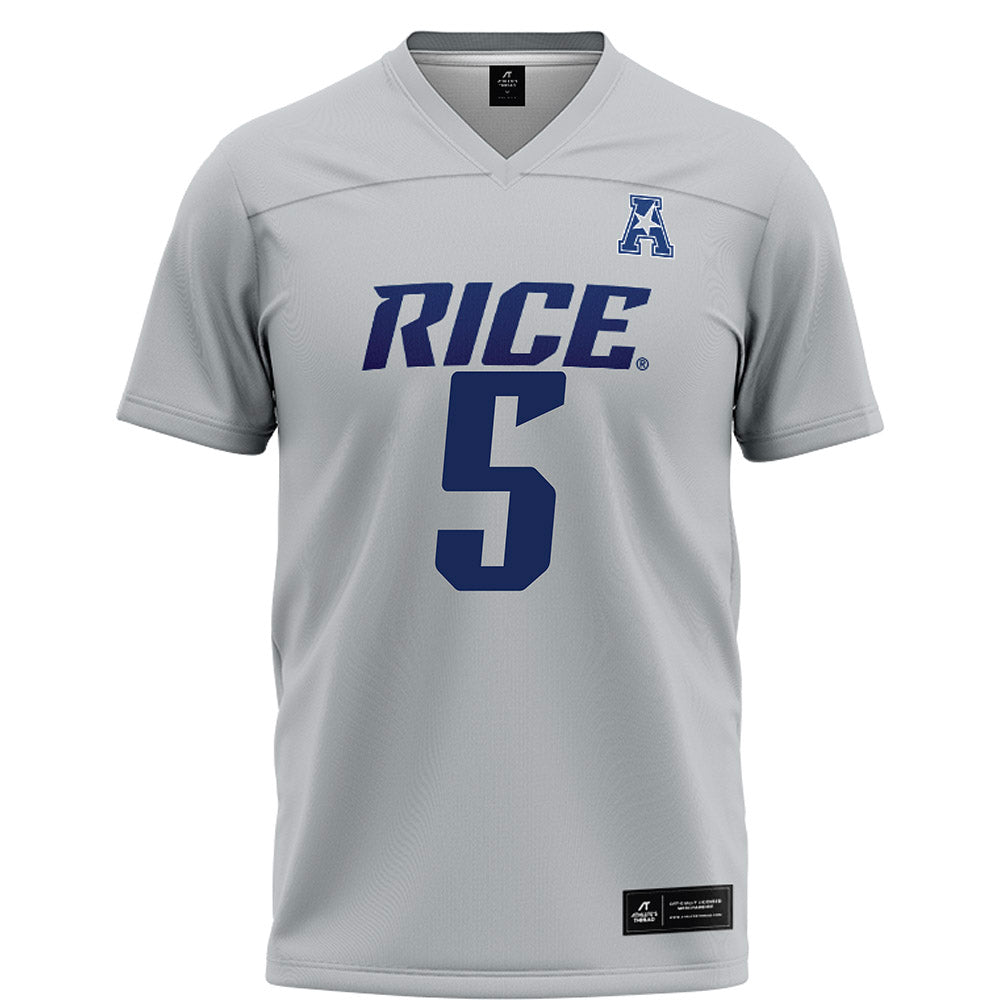 Rice - NCAA Football : Drew Devillier - Grey Football Jersey-0