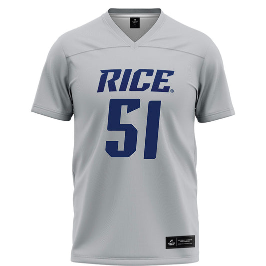 Rice - NCAA Football : Ethan Brougham - Grey Football Jersey