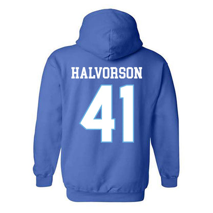 Drake - NCAA Football : Spencer Halvorson - Classic Shersey Hooded Sweatshirt-1