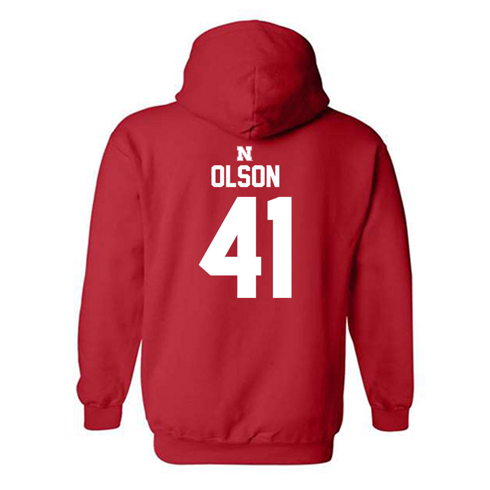 Nebraska - NCAA Baseball : Chase Olson - Classic Shersey Hooded Sweatshirt-1