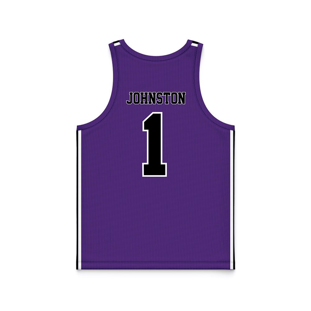 Furman - NCAA Men's Basketball : Charles Johnston - Purple Basketball Jersey-1