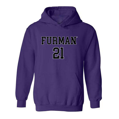 Furman - NCAA Women's Basketball : Niveya Henley - Replica Shersey Hooded Sweatshirt-0