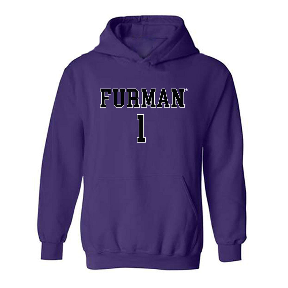 Furman - NCAA Women's Basketball : Alyssa Ervin - Replica Shersey Hooded Sweatshirt-0