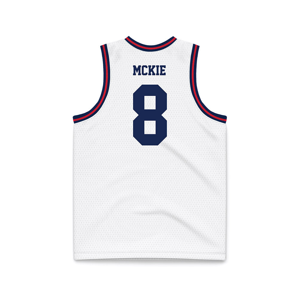 Dayton - NCAA Men's Basketball : Jaron McKie - White Basketball Jersey-1