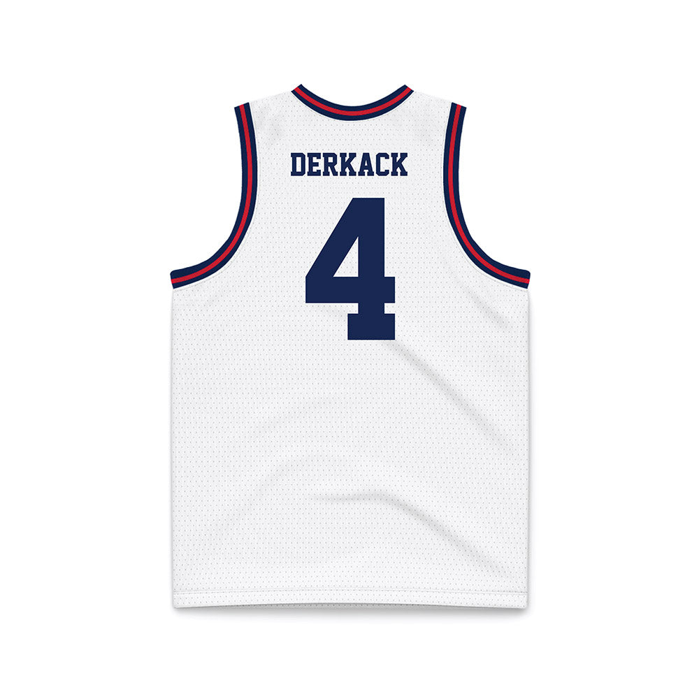 Dayton - NCAA Men's Basketball : Jordan Derkack - White Basketball Jersey-1