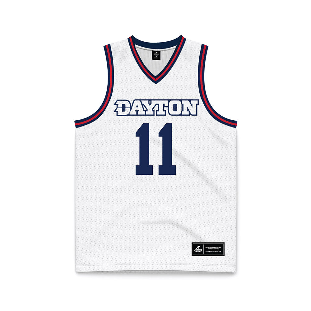 Dayton - NCAA Men's Basketball : Evan Dickey - White Basketball Jersey-0
