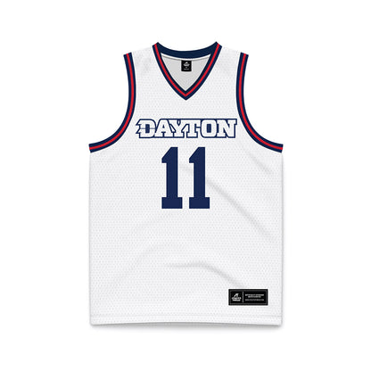 Dayton - NCAA Men's Basketball : Evan Dickey - White Basketball Jersey-0