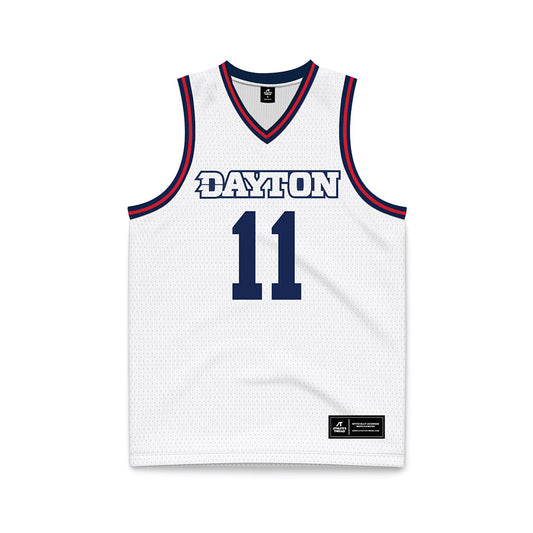 Dayton - NCAA Men's Basketball : Evan Dickey - White Basketball Jersey-0