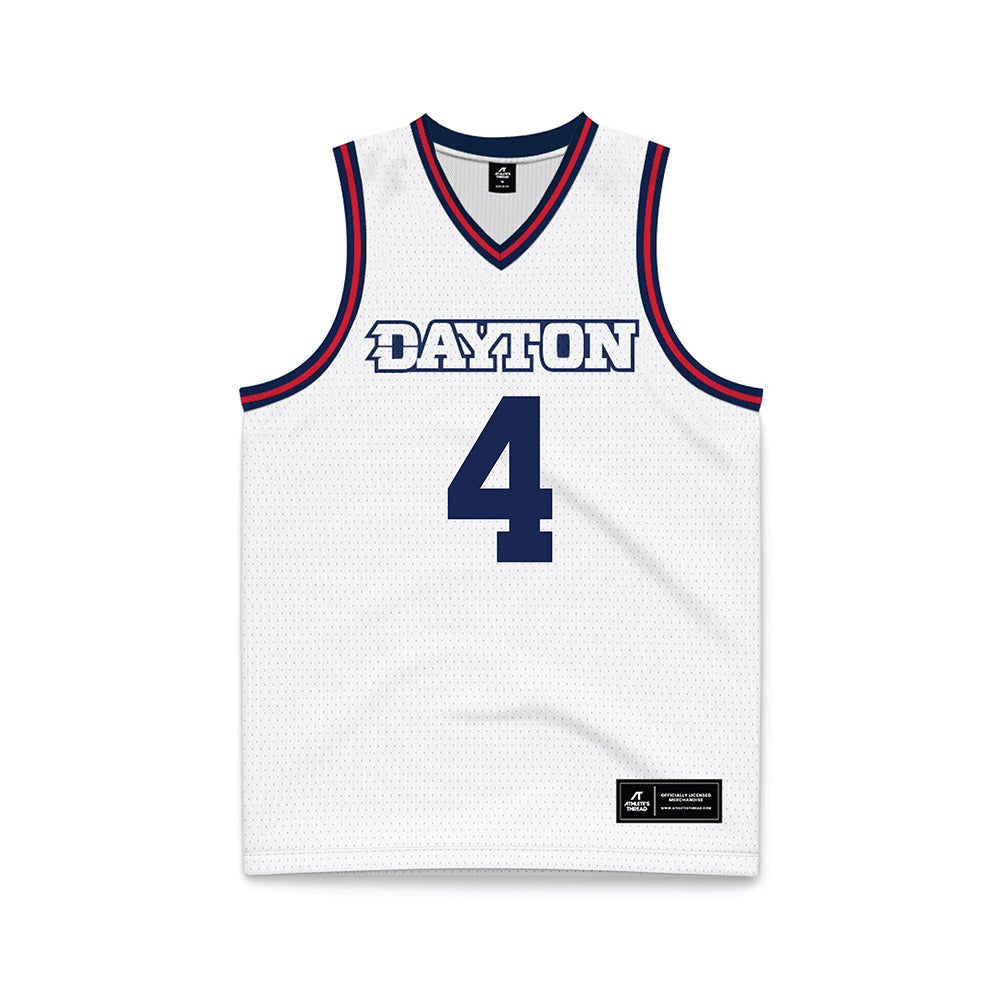 Dayton - NCAA Men's Basketball : Jordan Derkack - White Basketball Jersey-0