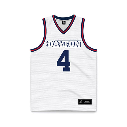 Dayton - NCAA Men's Basketball : Jordan Derkack - White Basketball Jersey-0