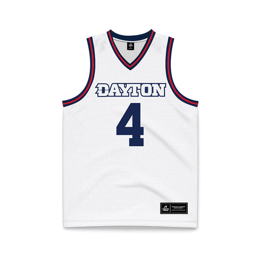 Dayton - NCAA Men's Basketball : Jordan Derkack - White Basketball Jersey-0