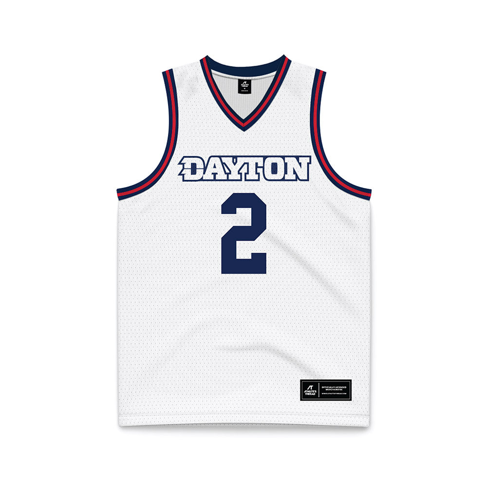 Dayton - NCAA Men's Basketball : De'Shayne Montgomery - White Basketball Jersey-0