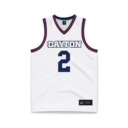 Dayton - NCAA Men's Basketball : De'Shayne Montgomery - White Basketball Jersey-0