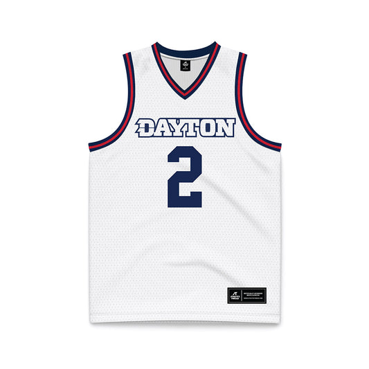 Dayton - NCAA Men's Basketball : De'Shayne Montgomery - White Basketball Jersey-0