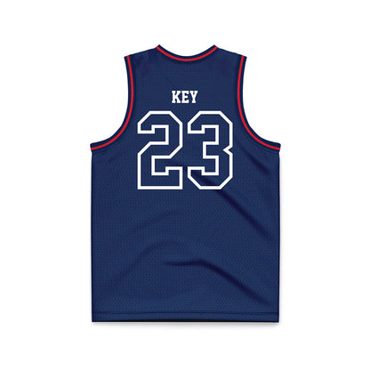 Dayton - NCAA Men's Basketball : Zed Key - Navy Basketball Jersey