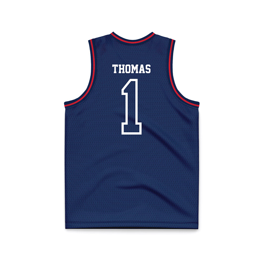Dayton - NCAA Men's Basketball : Malcolm Thomas - Navy Basketball Jersey-1