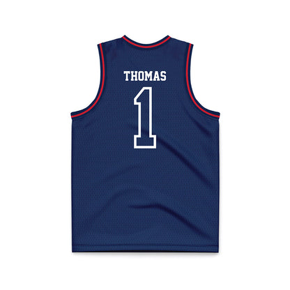Dayton - NCAA Men's Basketball : Malcolm Thomas - Navy Basketball Jersey-1