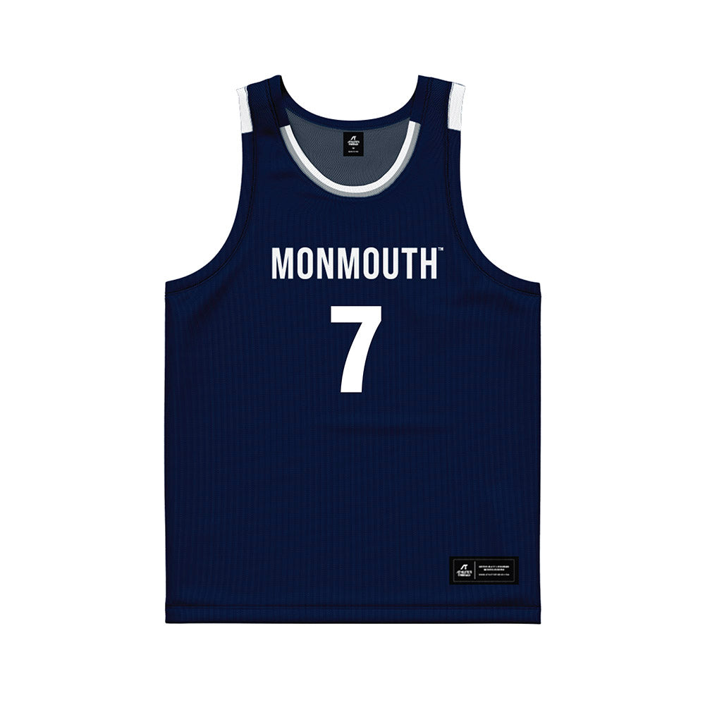 Monmouth - NCAA Men's Basketball : Justin Ray - Blue Basketball Jersey-0