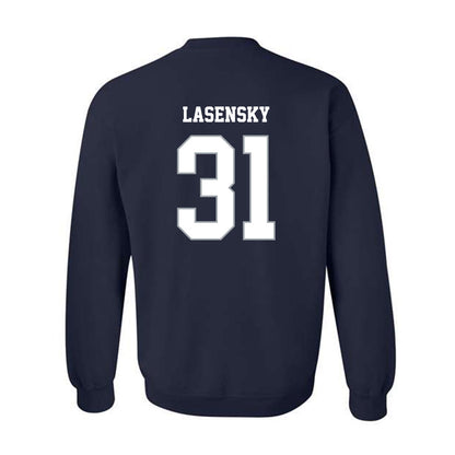 Monmouth - NCAA Men's Lacrosse : Brayden Lasensky - Blue Crewneck Sweatshirt-1