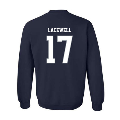 Monmouth - NCAA Men's Lacrosse : Terrence Lacewell - Blue Crewneck Sweatshirt-1