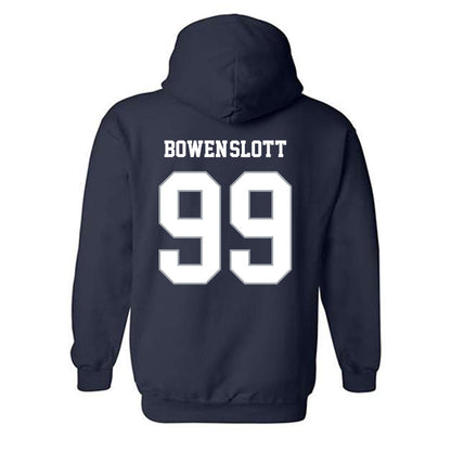 Monmouth - NCAA Men's Lacrosse : Gabe Bowen-Slott - Blue Hooded Sweatshirt-1