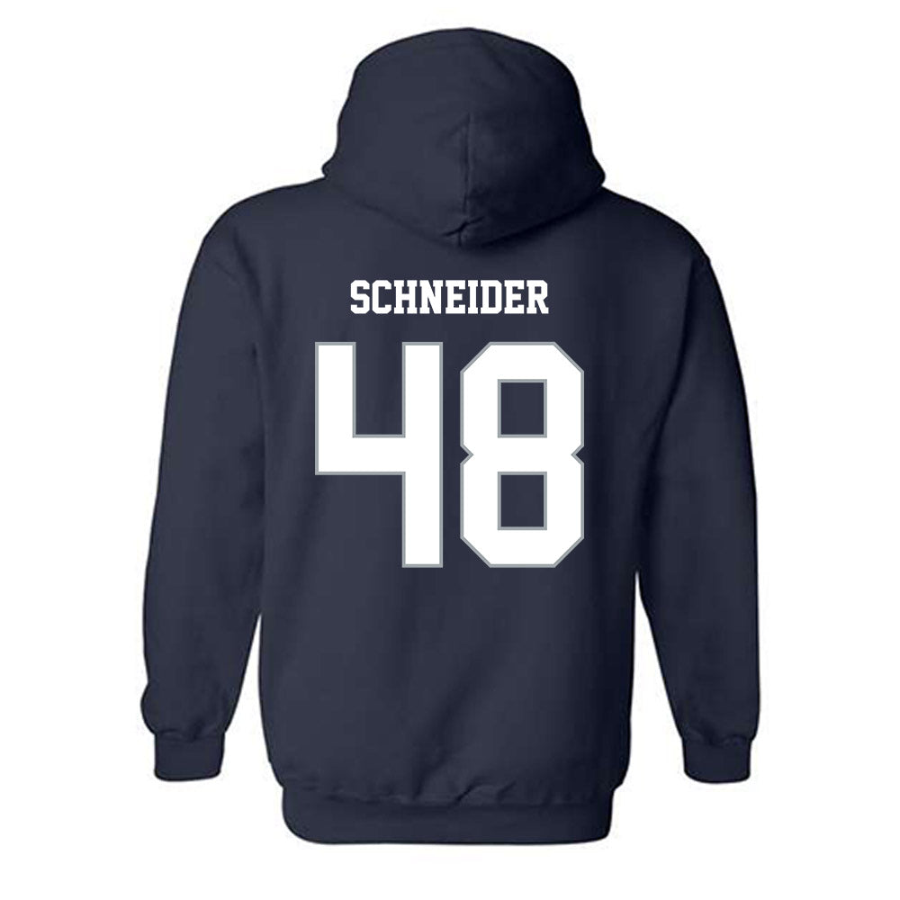 Monmouth - NCAA Men's Lacrosse : Jake Schneider - Blue Hooded Sweatshirt-1