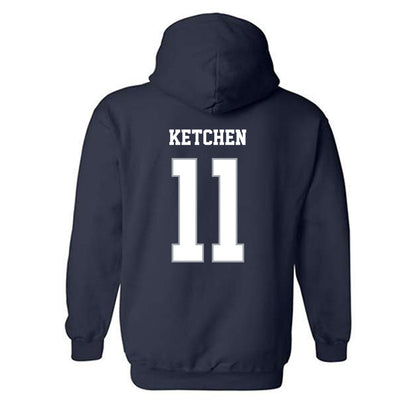 Monmouth - NCAA Men's Lacrosse : Sean Ketchen - Blue Hooded Sweatshirt-1