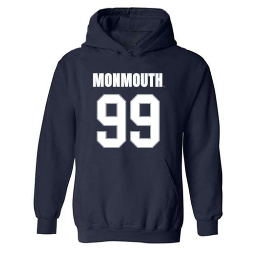 Monmouth - NCAA Men's Lacrosse : Kevin Ring - Blue Hooded Sweatshirt-0
