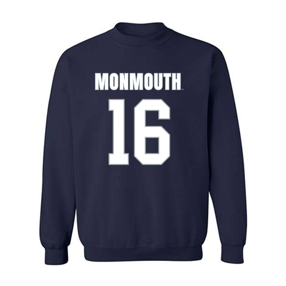 Monmouth - NCAA Men's Lacrosse : Daniel Boyer - Blue Crewneck Sweatshirt-0