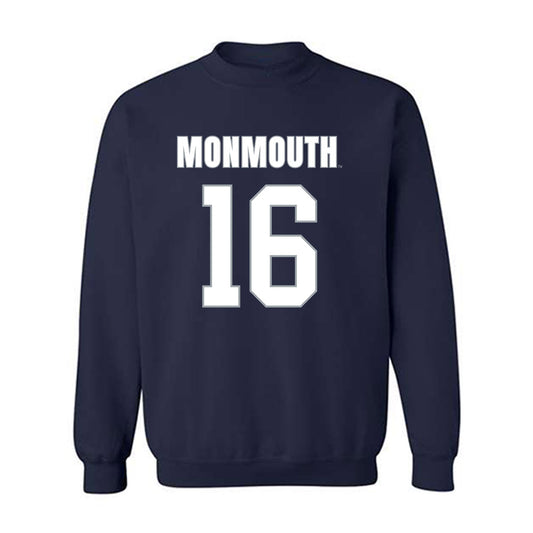 Monmouth - NCAA Men's Lacrosse : Daniel Boyer - Blue Crewneck Sweatshirt-0