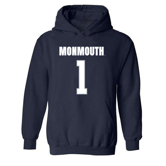 Monmouth - NCAA Men's Lacrosse : Luke Cole - Blue Hooded Sweatshirt-0