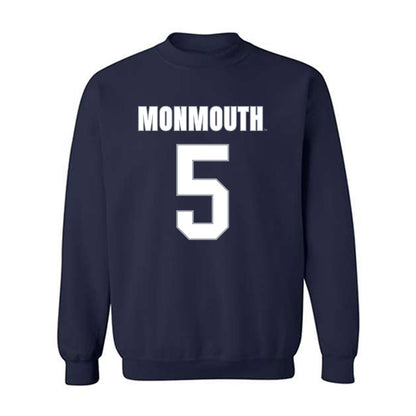 Monmouth - NCAA Men's Lacrosse : Ethan Cronk - Blue Crewneck Sweatshirt-0
