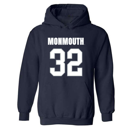 Monmouth - NCAA Men's Lacrosse : Chase Fairbanks - Blue Hooded Sweatshirt-0